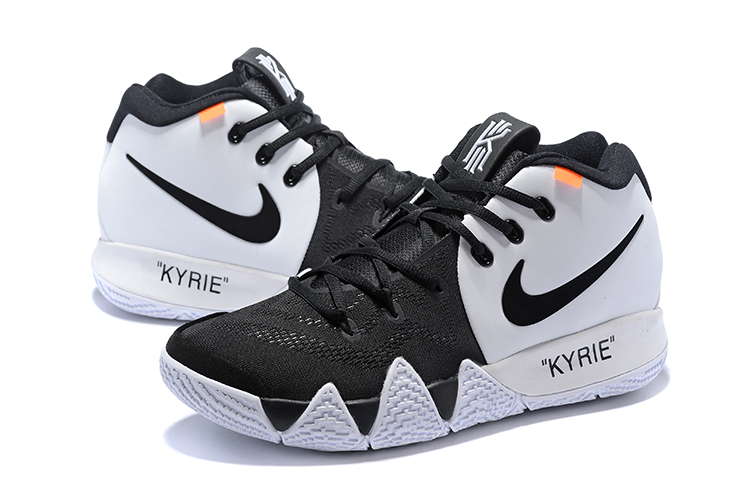 Men Off-white Nike Kyrie 4 Black White - Click Image to Close
